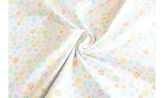 Tissu blanc fleurettes multi