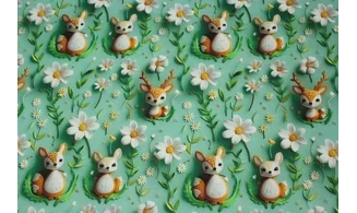 Tissu biches et cerfs