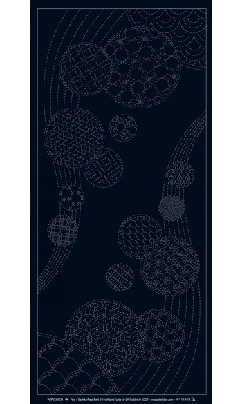 Panneau Sashiko Carillons navy