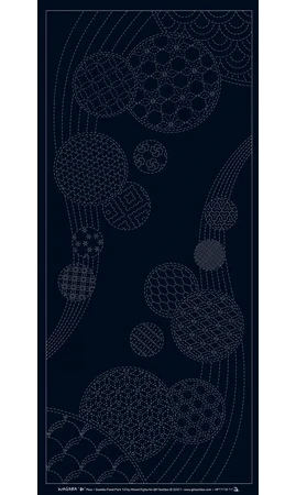 Panneau Sashiko Carillons navy