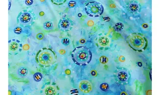 Tissu planètes bleu vert