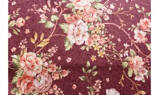 Tissu bordeaux bouquets de fleurs