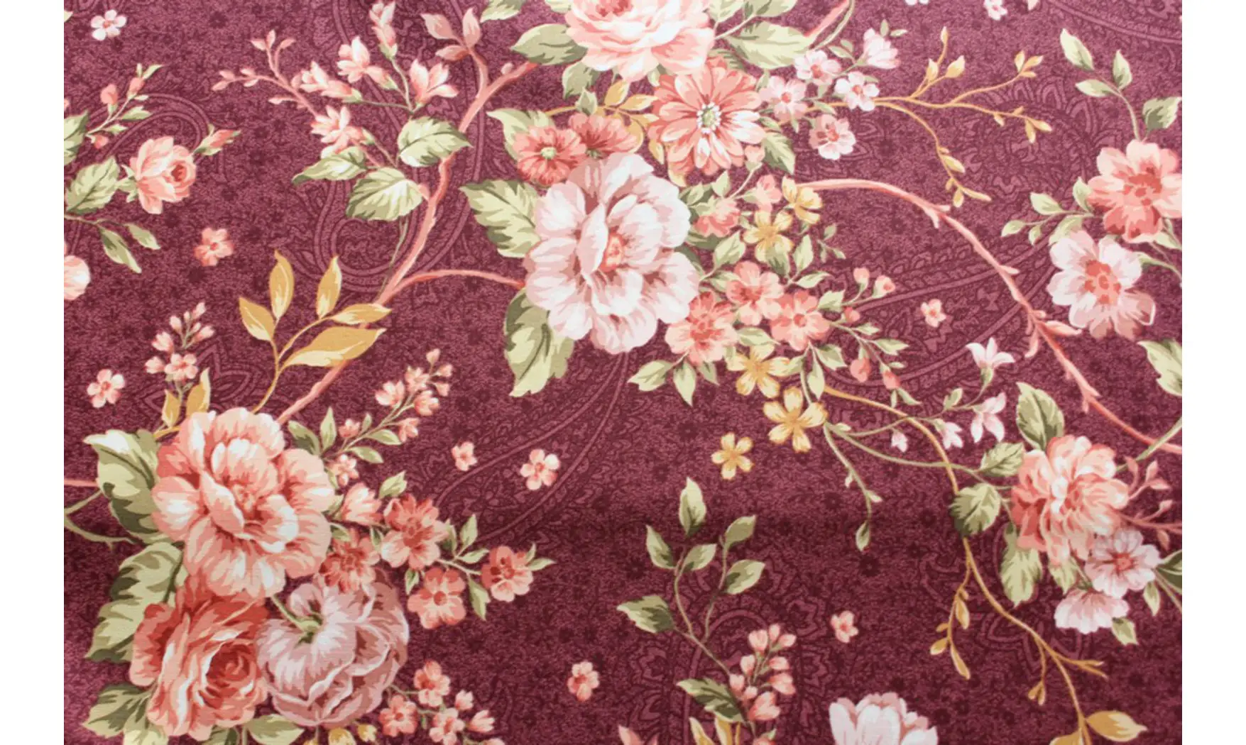 Tissu bordeaux bouquets de fleurs