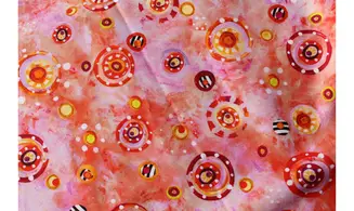 Tissu planètes orange rose