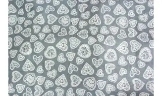 Tissu coeurs scandinaves gris