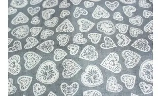 Tissu coeurs scandinaves gris