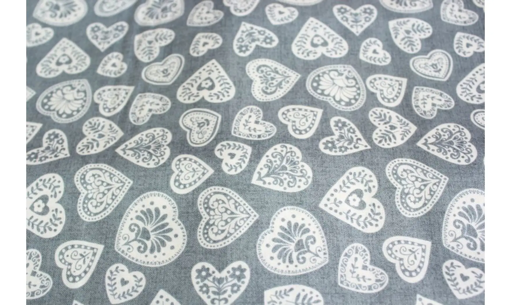 Tissu coeurs scandinaves gris