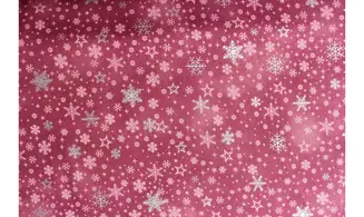 Tissu bordeaux rosé flocons argent