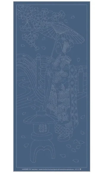 Panneau Sashiko Geisha bleu