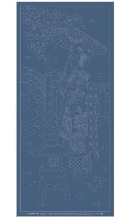 Panneau Sashiko Geisha bleu