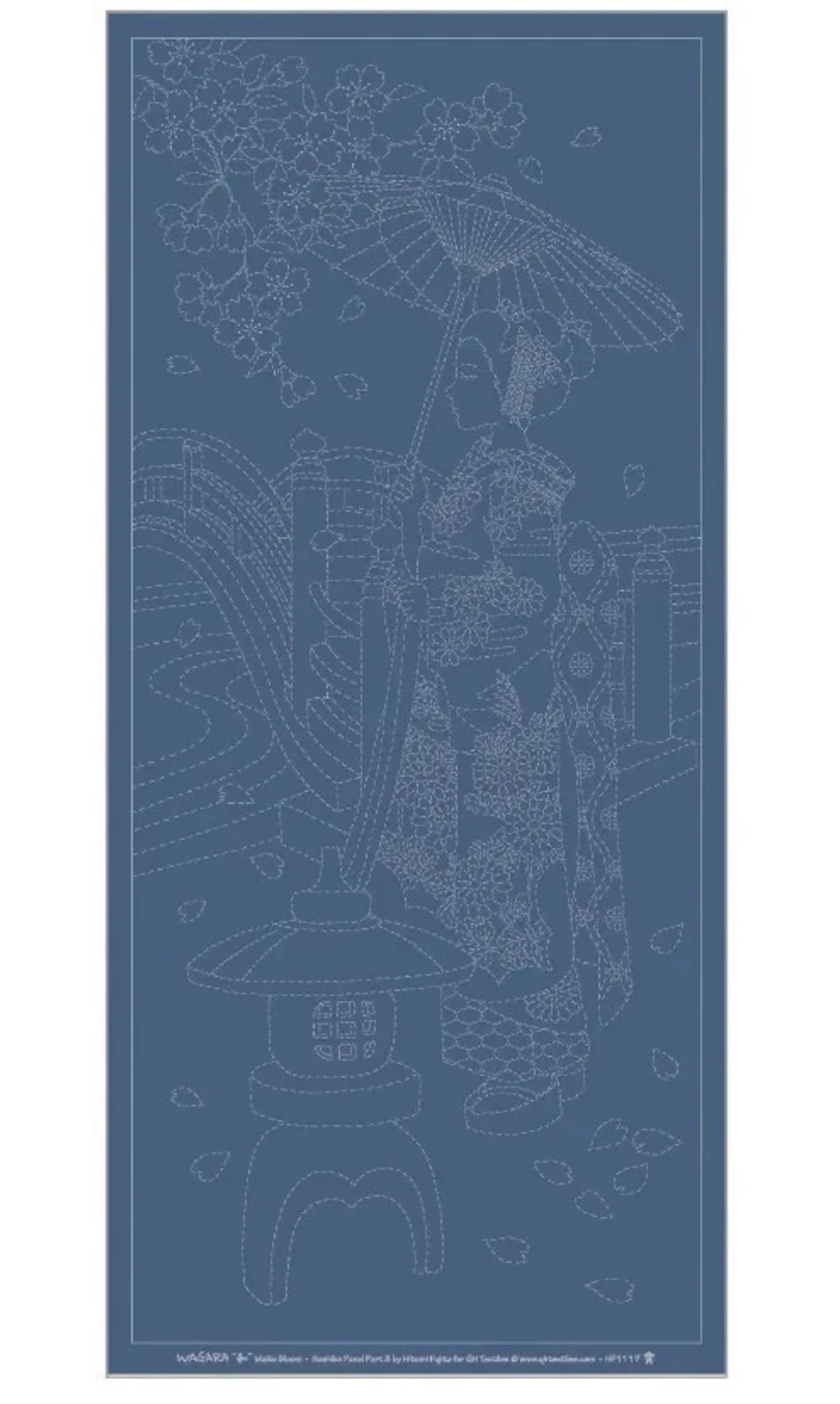 Panneau Sashiko Geisha bleu