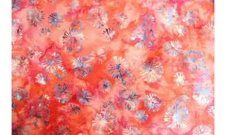Batik rose orange fleurs design bleues
