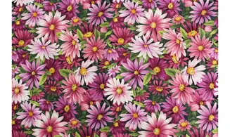 Tissu fleurs violet rose