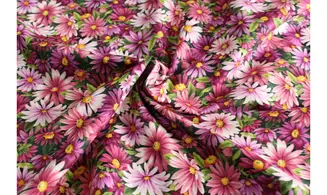 Tissu fleurs violet rose