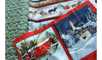 Tissu sapins enneigés