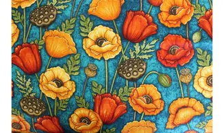 Tissu coquelicots rouge orange