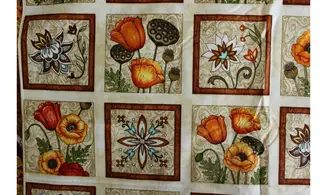 Tissu cadres fleurs coquelicots