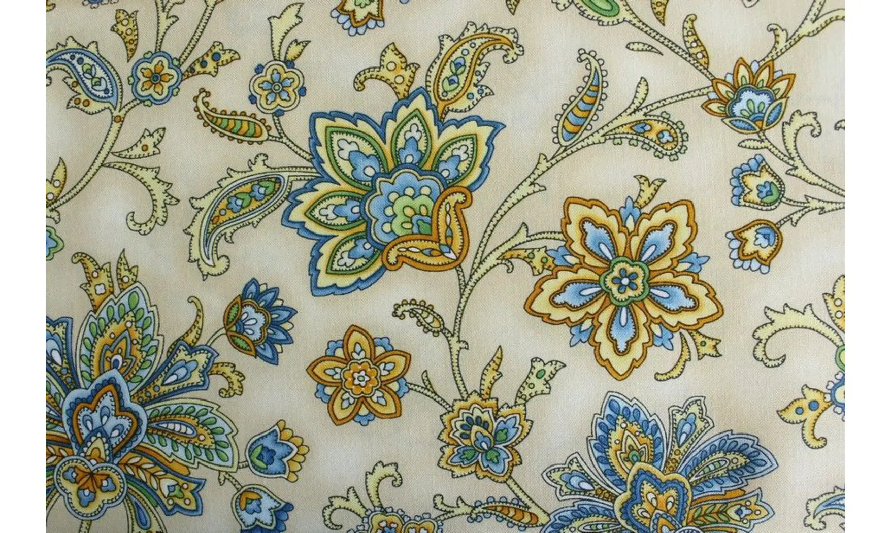 Tissu provence fleurs jaunes bleues