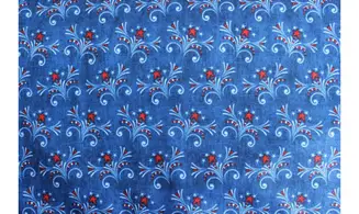 Tissu bleu artifices bleu rouge