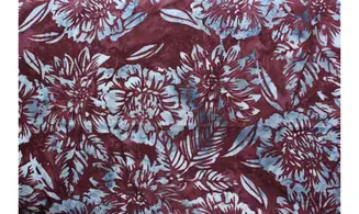 Batik marron fleurs bleu gris