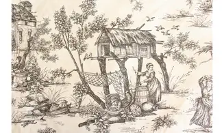 Tissu toile de Jouy tradition blanc