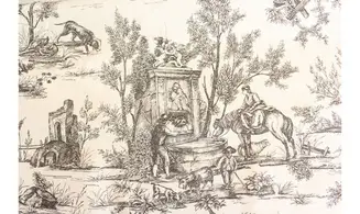 Tissu toile de Jouy tradition blanc