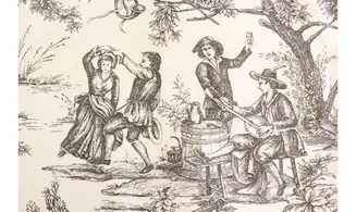 Tissu toile de Jouy tradition blanc