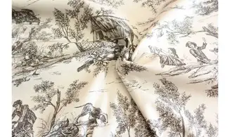 Tissu toile de Jouy tradition blanc
