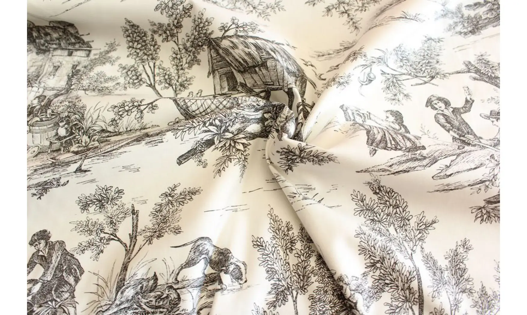 Tissu toile de Jouy tradition blanc