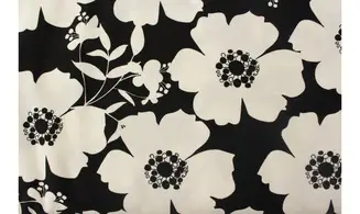 Tissu fleurs noir et blanc