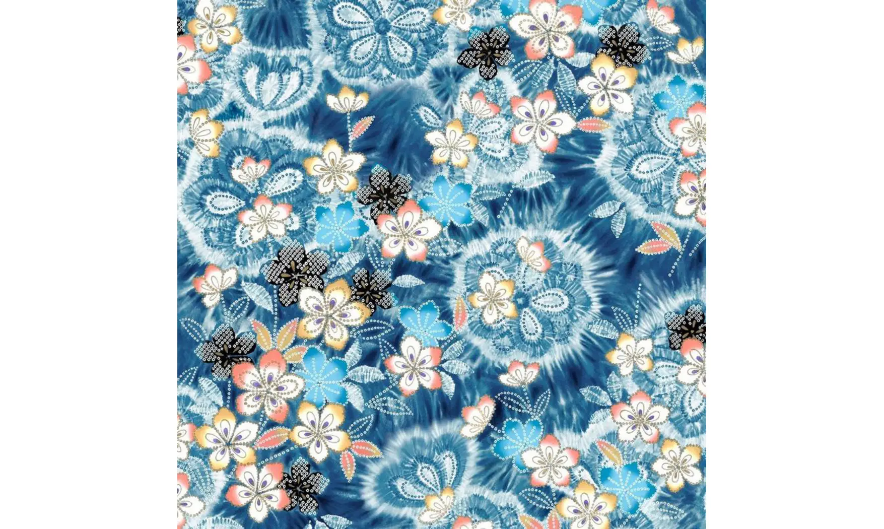 Tissu grand Akemi bleu