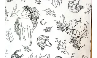 Tissu à colorier chevaux