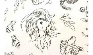 Tissu à colorier chevaux