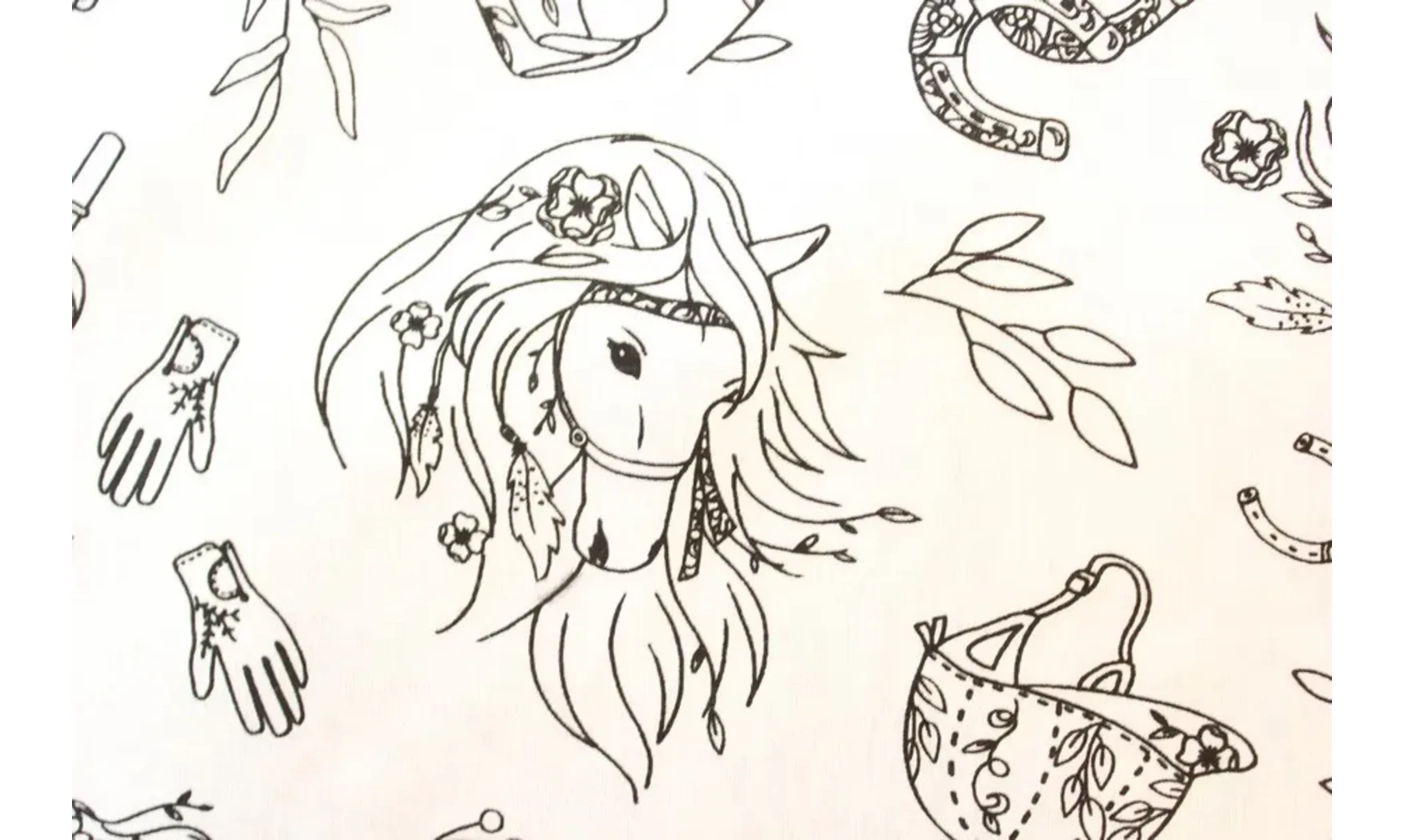 Tissu à colorier chevaux