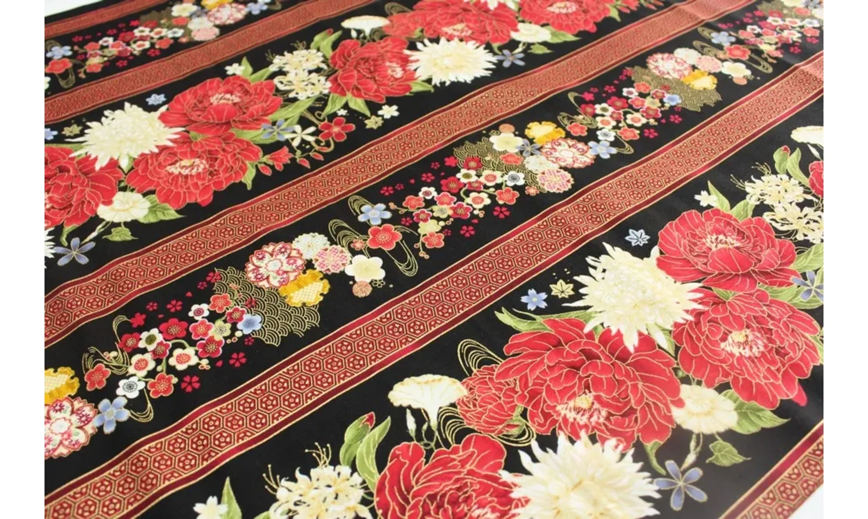 Tissu japonais Lotus bandes