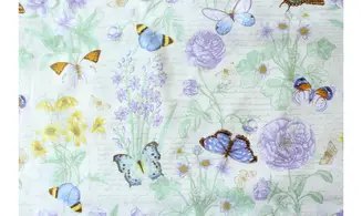 Tissu papillons botanique violet