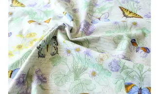 Tissu papillons botanique violet