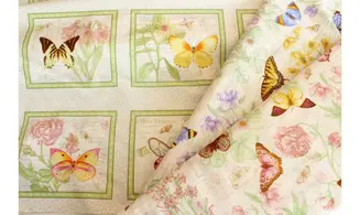 Tissu papillons botanique violet