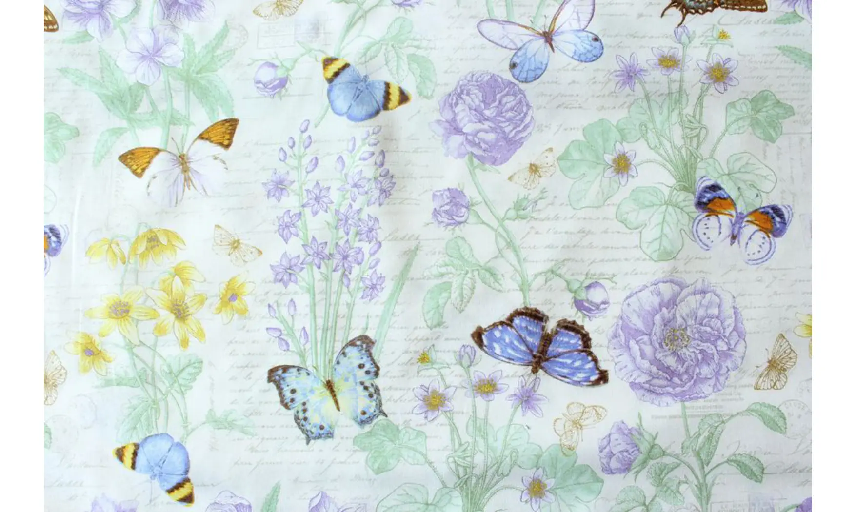 Tissu papillons botanique violet