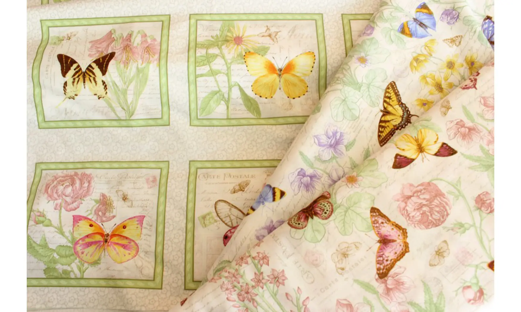 Tissu papillons botanique violet