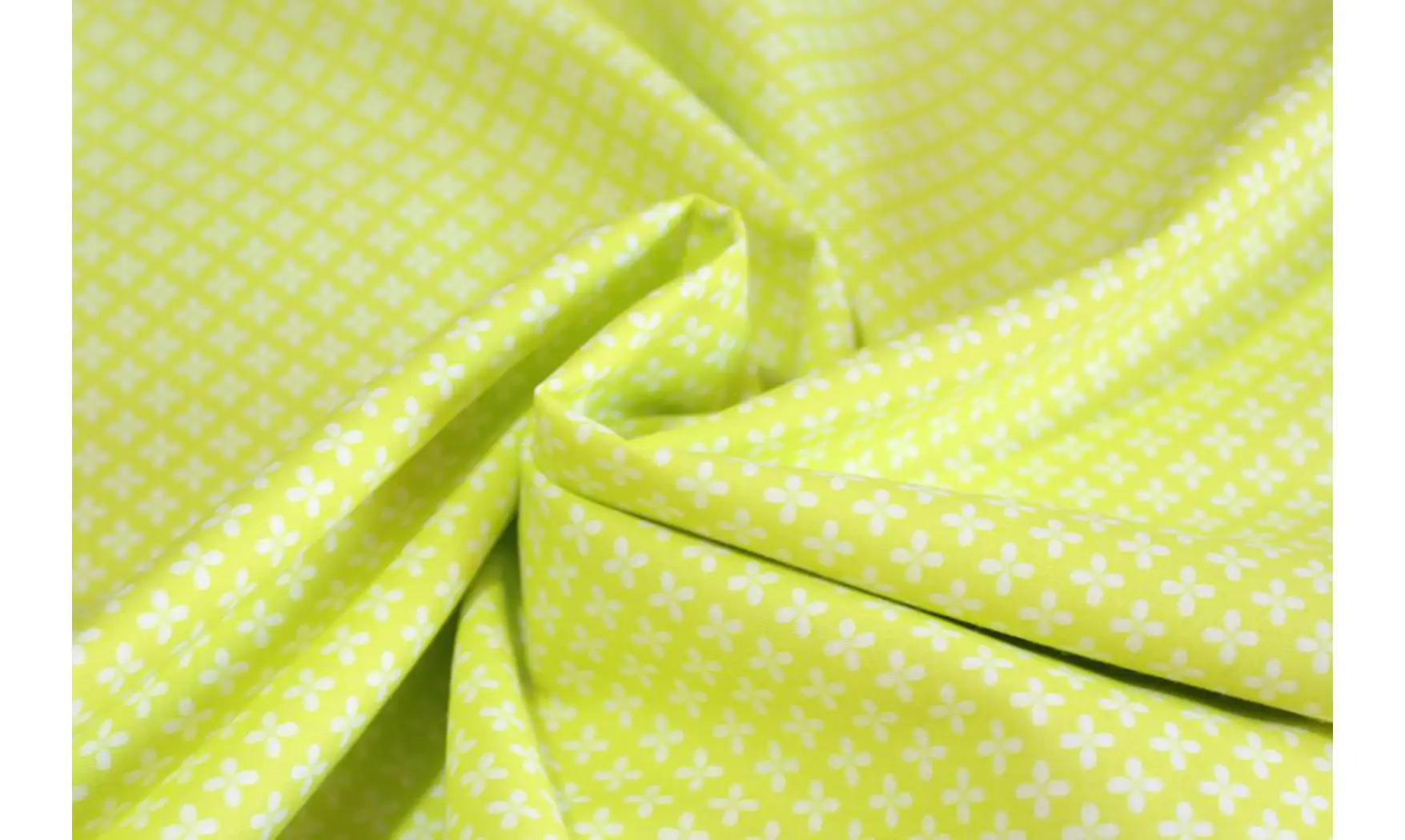 Tissu vert jaune 4 pétales