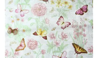 Tissu papillons botanique rose