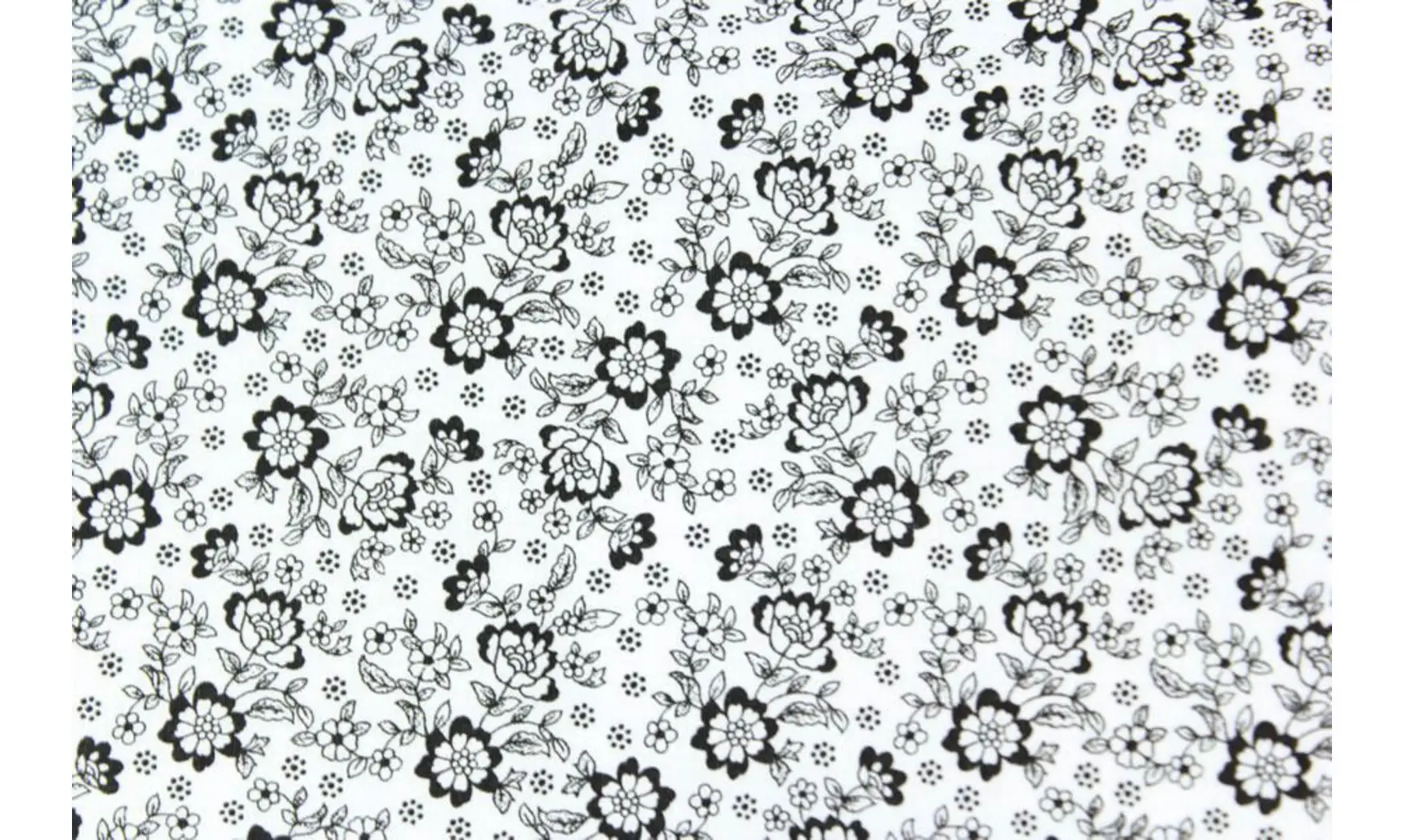 Tissu blanc petites fleurs noires
