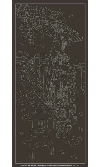 Panneau Sashiko Geisha gris