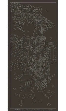 Panneau Sashiko Geisha gris