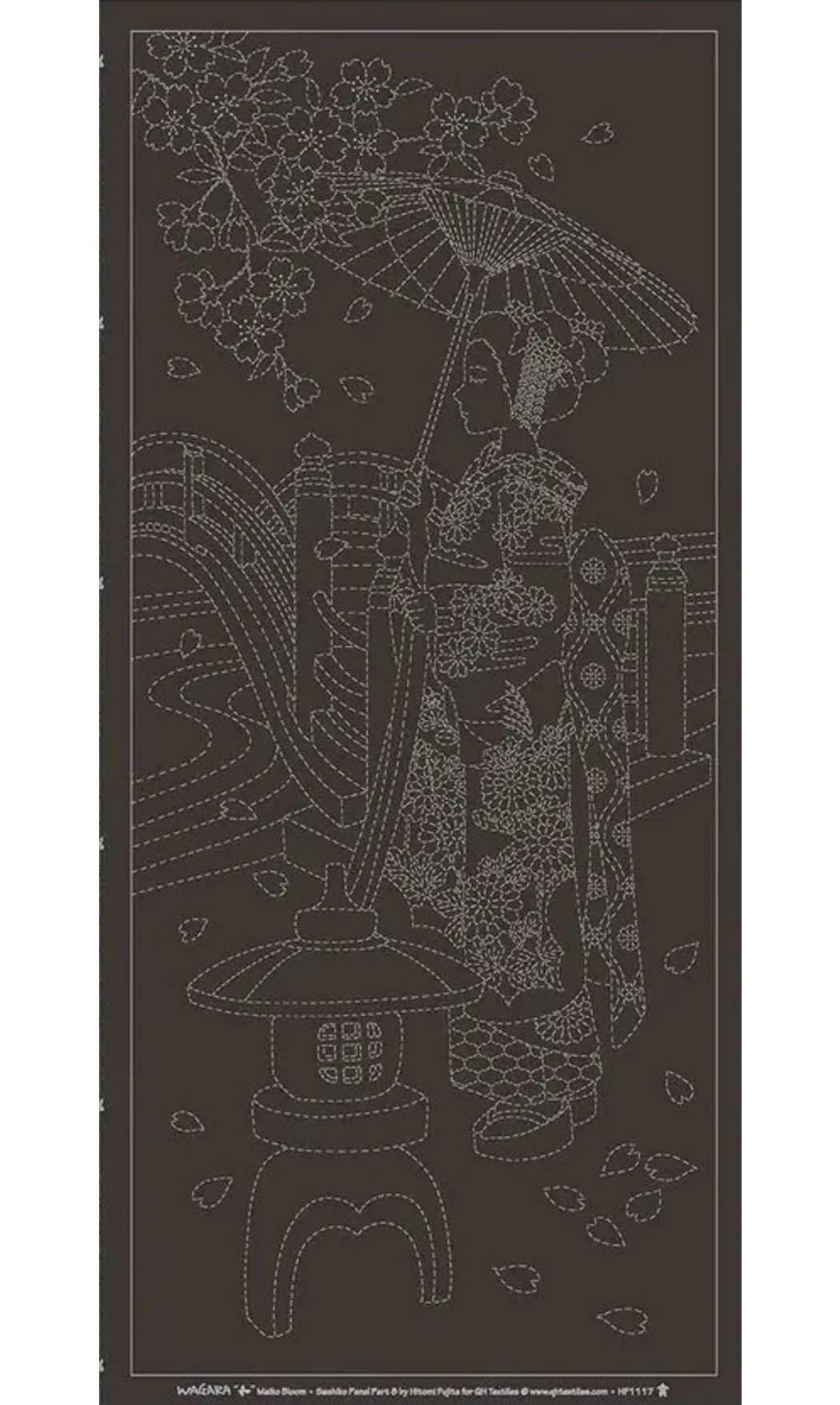 Panneau Sashiko Geisha gris