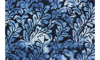 Batik feuilles bleues fond noir