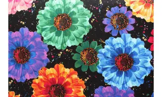 Tissu grandes fleurs multicolores