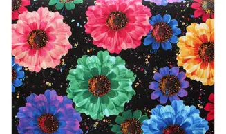 Tissu grandes fleurs multicolores