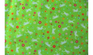 Tissu vert petits chats